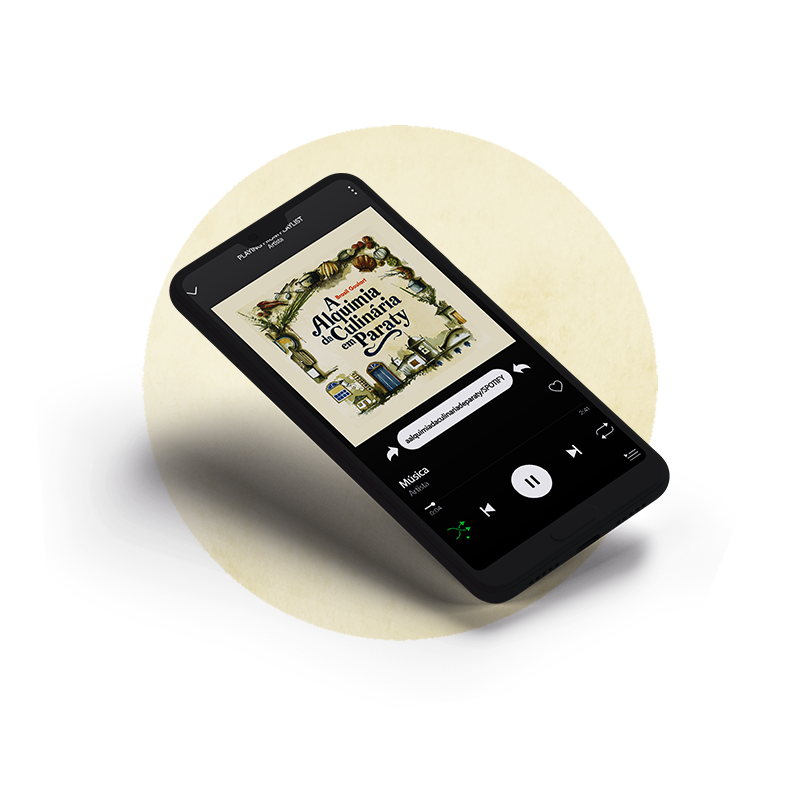 Mockup do site Alquimia da Culinária Paraty exibido em celular/mobile